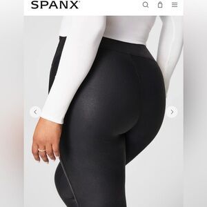 SPANX fleece lined leggings faux leather